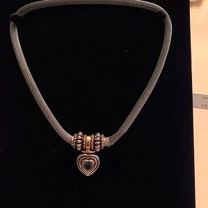 Silver Metal mesh Necklace with Heart Pendant